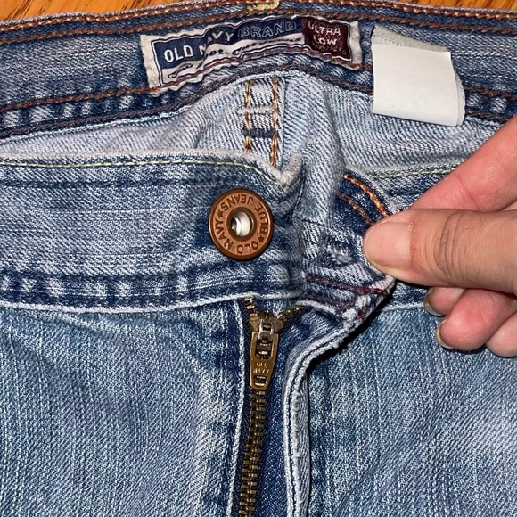 Old Navy Boot-Cut Jeans Ultra Low Waist Distressed Light Wash Vintage Denim - Picture 4 of 11